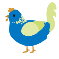 A sapphire and lemon chicken with a neck-speckle pattern