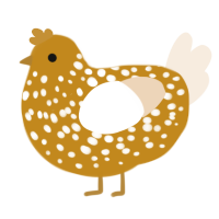 A ochre and cream chicken with a speckle pattern