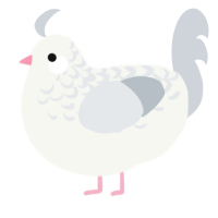 Static, a white and mist chicken with a half-lace pattern