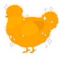 A gold chicken with a head pattern