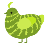 A chartreuse and lime chicken with a bar pattern
