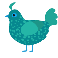 Lakeford, a teal and turquoise chicken with a speckle pattern