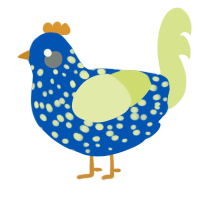 A ultramarine and lemon chicken with a speckle pattern