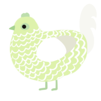 A apple and white chicken with a lace pattern