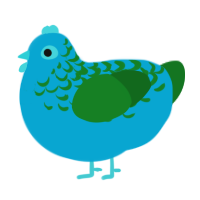 A cerulean and leaf chicken with a half-lace pattern