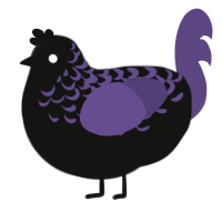 A black and overcast chicken with a half-lace pattern