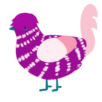 (unnamed), a plum and rose chicken with a bar pattern