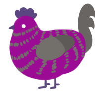 A plum and grey chicken with a bar pattern