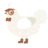 Vintage, a cream and white chicken with a double-lace pattern