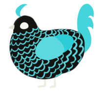 Galaxy, a black and aqua chicken with a lace pattern