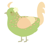 (unnamed), a amethyst and teal chicken with a half-lace pattern