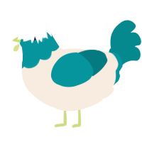 (unnamed), a cream and teal chicken with a head pattern