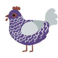 A overcast and silver chicken with a lace pattern