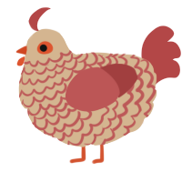 Peppermint Biscuit, a beige and red chicken with a lace pattern