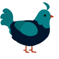 A tumblr and teal chicken with a head pattern