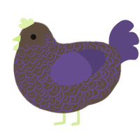 Cocoa, a bark and overcast chicken with a double-lace pattern