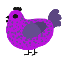 Souped, a amethyst and overcast chicken with a speckle pattern