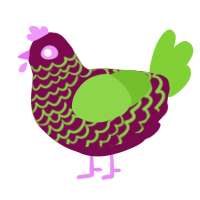 A wine and grass chicken with a lace pattern
