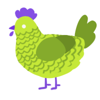 A lime and chartreuse chicken with a lace pattern