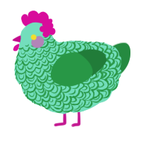 A mint and viridian chicken with a double-lace pattern
