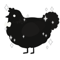 A black and sable chicken with a neck-speckle pattern