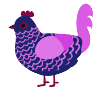 A navy and orchid chicken with a lace pattern