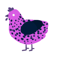 A orchid and tumblr chicken with a speckle pattern
