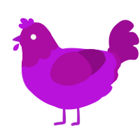 Aster, a amethyst and plum chicken with a head pattern
