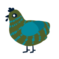 Dark Force, a olive and sea chicken with a bar pattern