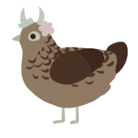 Nimue, a navy and sable chicken with a half-lace pattern
