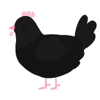 A black and sable chicken with a head pattern