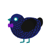 A navy and black chicken with a lace pattern