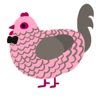 Full Bloom, a rose and grey chicken with a lace pattern