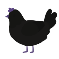 Obscure, a sable and black chicken with a head pattern