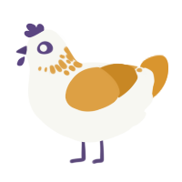 A white and orange chicken with a neck-speckle pattern