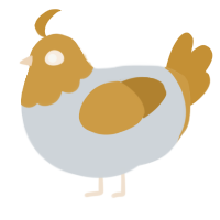 A mist and gold chicken with a head pattern