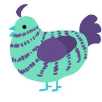 A mint and overcast chicken with a bar pattern