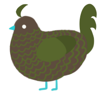 A bark and olive chicken with a lace pattern