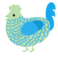 A gluppy and sky chicken with a lace pattern