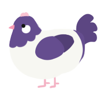 A white and overcast chicken with a head pattern