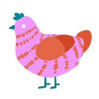 A lavender and vermilion chicken with a bar pattern