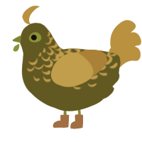 A olive and gold chicken with a half-lace pattern