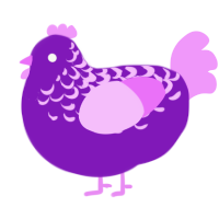 Lavender, a violet and lavender chicken with a half-lace pattern