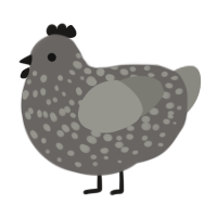 (unnamed), a grey and ash chicken with a speckle pattern