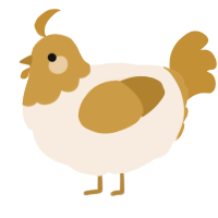 creampuff, a cream and gold chicken with a head pattern