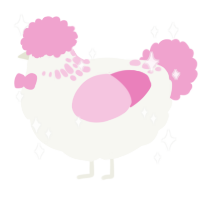A white and pink chicken with a neck-speckle pattern