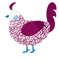 Garnet Kintsugi, a white and wine chicken with a double-lace pattern