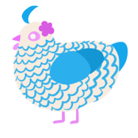 A cream and sky chicken with a lace pattern
