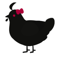 CATGIRL SWITCHBLADE, a black chicken