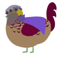 A beige and maroon chicken with a half-lace pattern